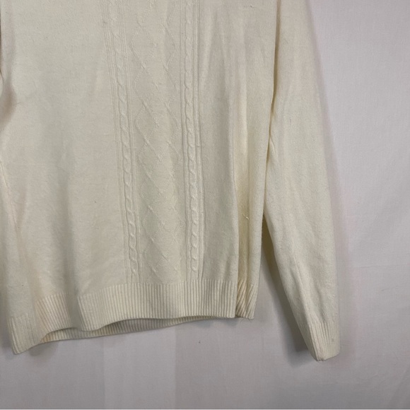 CAROLYN TAYLOR Off White Cream Turtleneck Sweater 100% Acrylic Size Medium - Picture 4 of 10